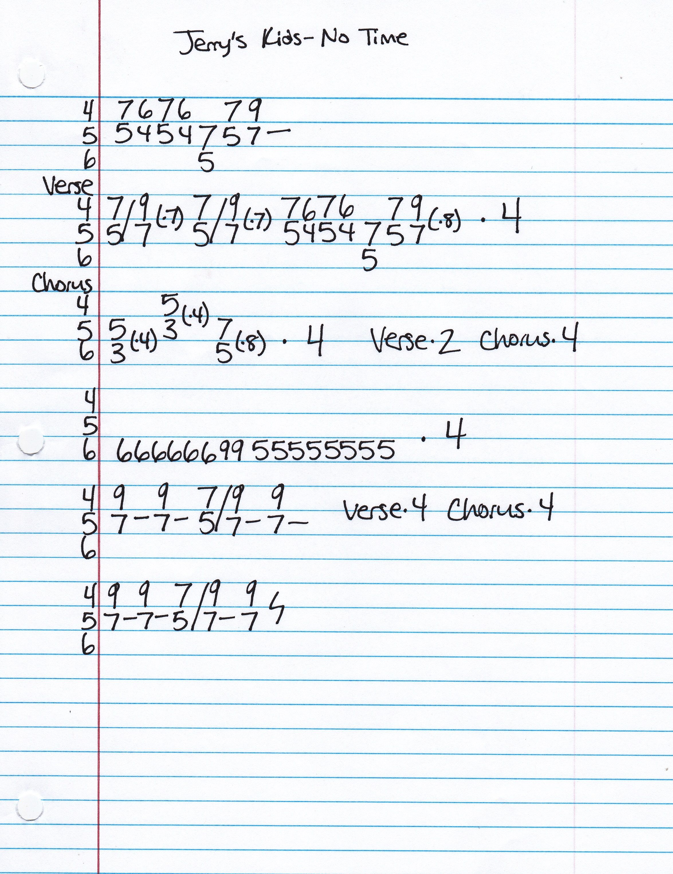 High quality guitar tab for No Time by Jerry's Kids off of the album Is This My World?. ***Complete and accurate guitar tab!***